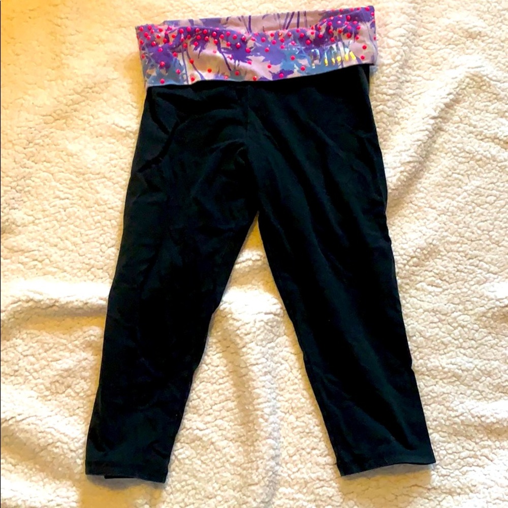 pink capri style leggings